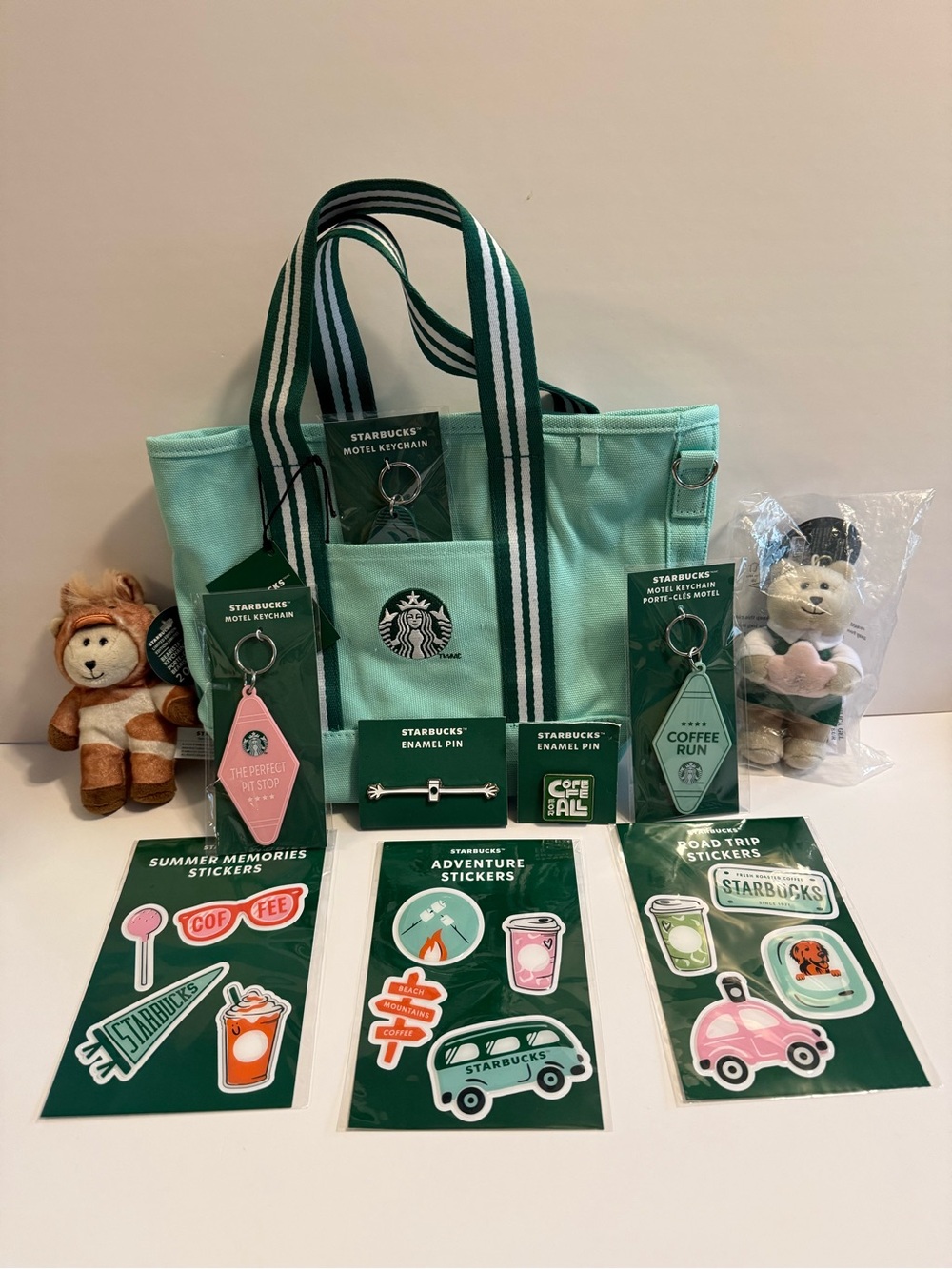 Starbucks Mint Green Tote Bag Bundle